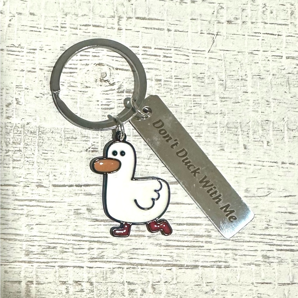 Duck Keychain with Silver Tag Don’t Duck With Me Brand New